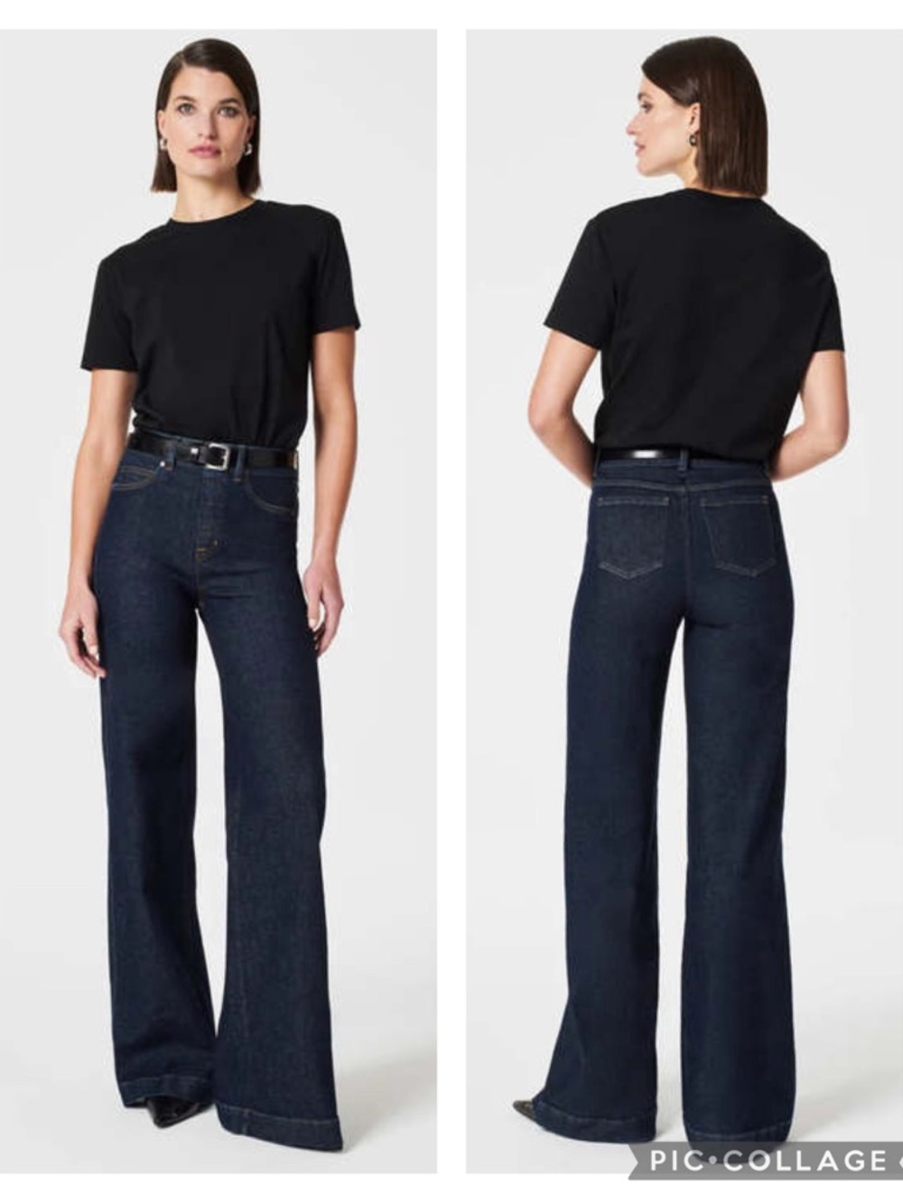 EUC SPANX Wide Leg High-Rise Jeans in Raw Indigo Style 20547R